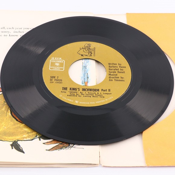 Carole Danell The King's Inchworm 1969 Book & Record Library 45 rpm 7" CC 70020 - Picture 11 of 12